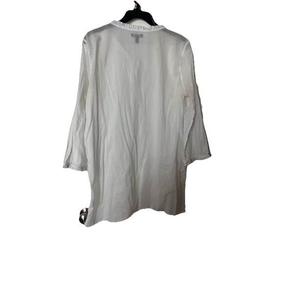 J Crew Womens Airy Popover Shirt White Gauzy V Neck Ruffle Pocket L - Picture 3 of 9